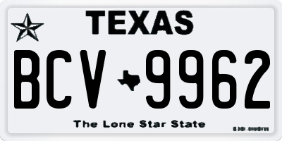 TX license plate BCV9962