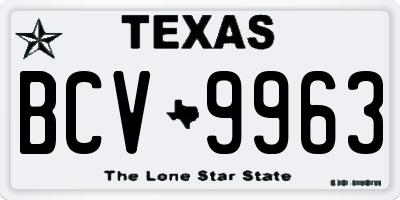 TX license plate BCV9963