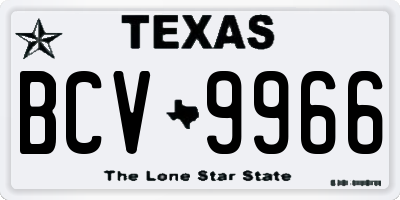 TX license plate BCV9966
