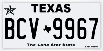 TX license plate BCV9967