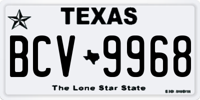 TX license plate BCV9968