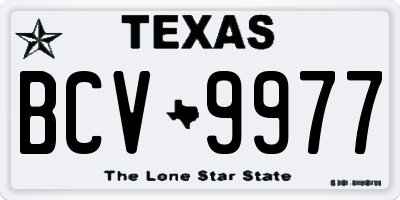 TX license plate BCV9977