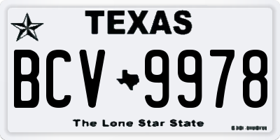 TX license plate BCV9978