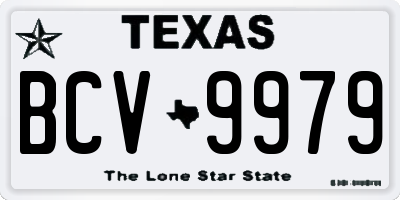 TX license plate BCV9979