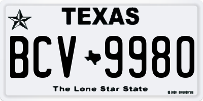 TX license plate BCV9980