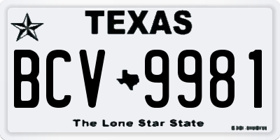 TX license plate BCV9981