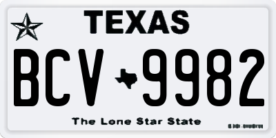 TX license plate BCV9982