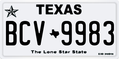 TX license plate BCV9983