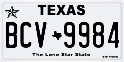 TX license plate BCV9984