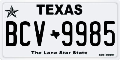 TX license plate BCV9985