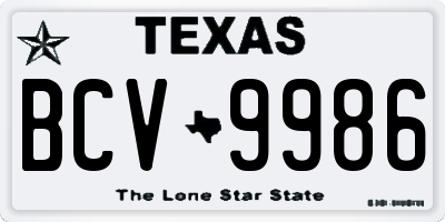 TX license plate BCV9986