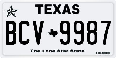 TX license plate BCV9987