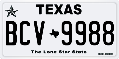 TX license plate BCV9988