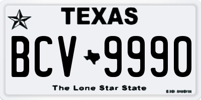 TX license plate BCV9990