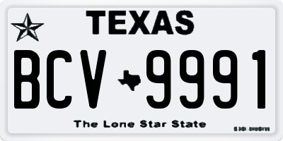TX license plate BCV9991