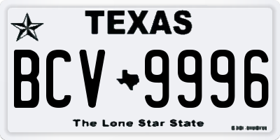 TX license plate BCV9996