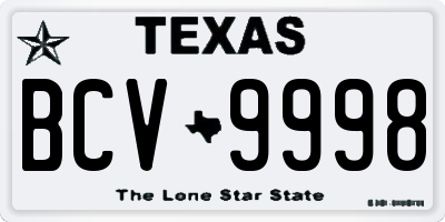 TX license plate BCV9998