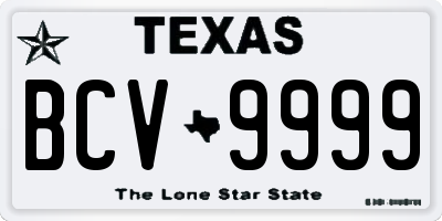 TX license plate BCV9999
