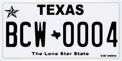 TX license plate BCW0004
