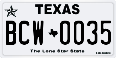 TX license plate BCW0035