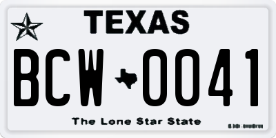 TX license plate BCW0041