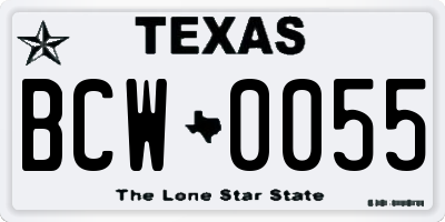 TX license plate BCW0055