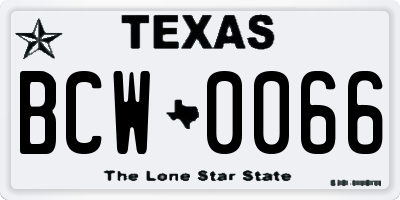 TX license plate BCW0066