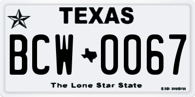 TX license plate BCW0067