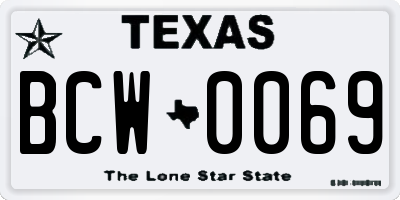 TX license plate BCW0069