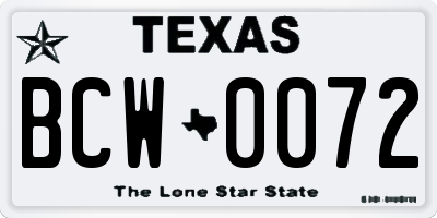 TX license plate BCW0072