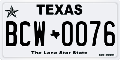 TX license plate BCW0076