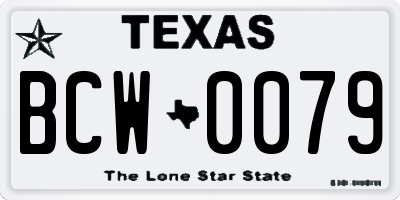 TX license plate BCW0079