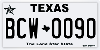 TX license plate BCW0090