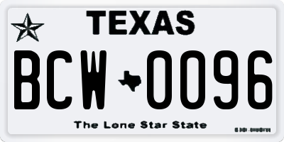 TX license plate BCW0096