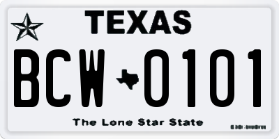 TX license plate BCW0101