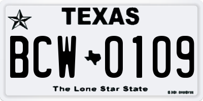 TX license plate BCW0109
