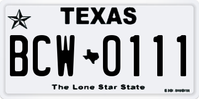 TX license plate BCW0111