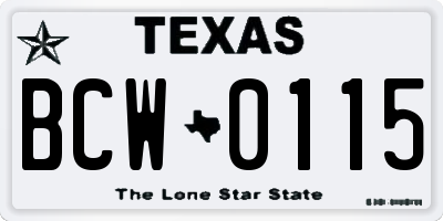 TX license plate BCW0115