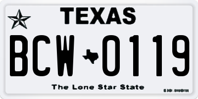 TX license plate BCW0119