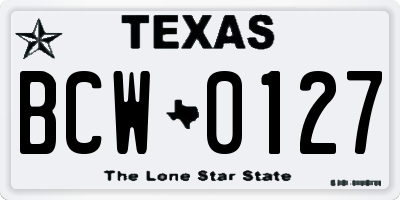 TX license plate BCW0127