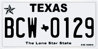 TX license plate BCW0129
