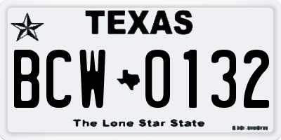 TX license plate BCW0132