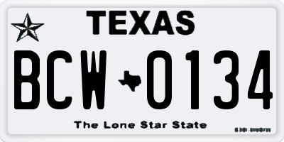 TX license plate BCW0134