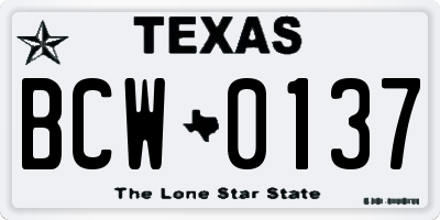 TX license plate BCW0137