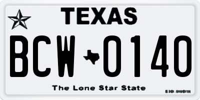 TX license plate BCW0140