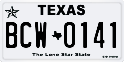 TX license plate BCW0141