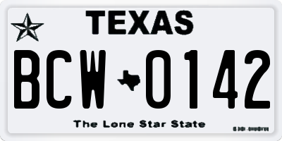 TX license plate BCW0142