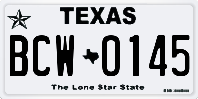 TX license plate BCW0145