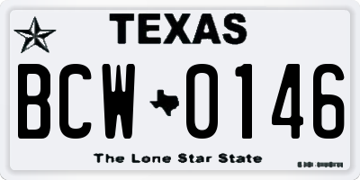 TX license plate BCW0146