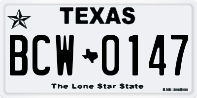 TX license plate BCW0147